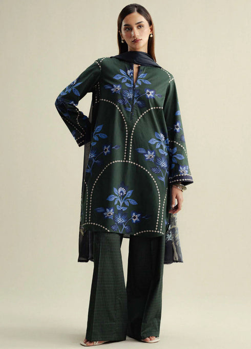 Coco by Zara Shahjahan Printed Slub Cotton Suits Unstitched 3 Piece CZS25PU D-03 B Loom - Winter Collection