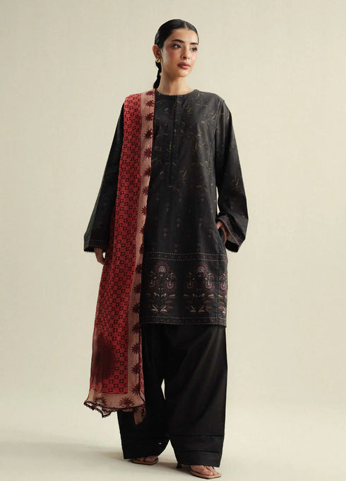 Coco by Zara Shahjahan Printed Slub Cotton Suits Unstitched 3 Piece CZS25PU D-05 A Fable - Winter Collection