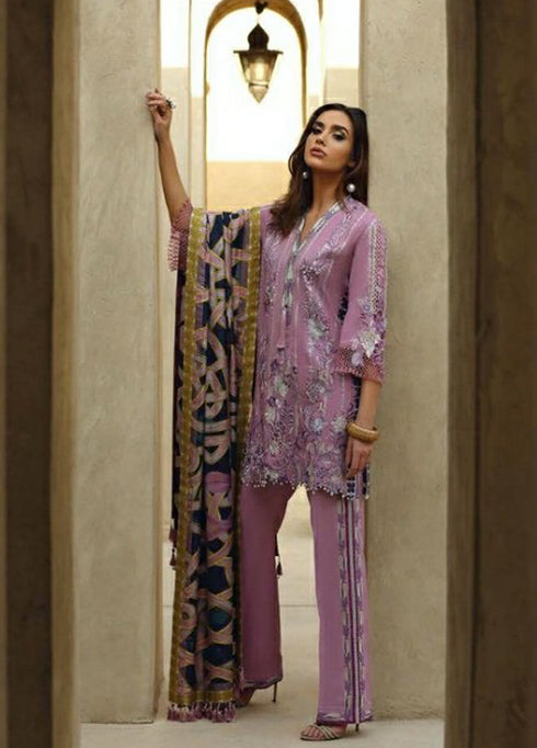 Faraz Manan Embroidered Lawn Suit Unstitched 3 Piece D18 - Summer Collection