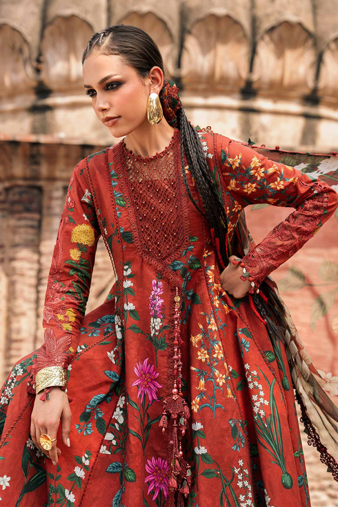 Maria B Unstitched Embroidered Cambric Suit MPT-3106-B - Winter Collection.