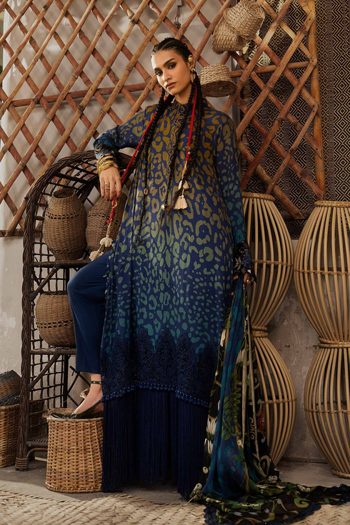 Maria B Unstitched Embroidered Linen Suit MPT-3101-B - Winter Collection.