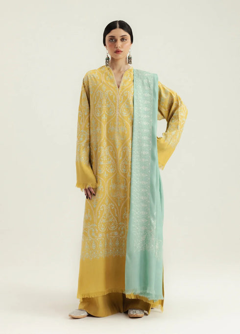 Zara Shahjahan Unstitched Winter Marina Embroidered Suits 3 Piece CZS25WC D1-Zarvaan - Winter Collection