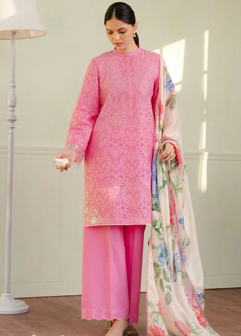 Coco By Zara Shahjahan Embroidered Lawn Suits Unstitched 3 Piece CZS25L D3A Tina - Summer Collection