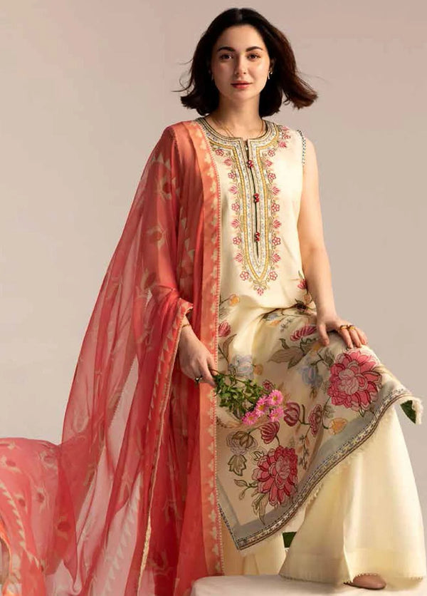Coco by Zara Shahjahan Embroidered Lawn Suits Unstitched 3 Piece CZS23S 7A - Summer Collection