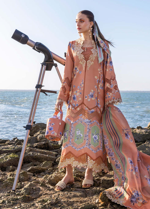 Flow by Crimson Embroidered Lawn Suits Unstitched 3 Piece CR25LS D1 A Under The Tuscan Love - Summer Collection