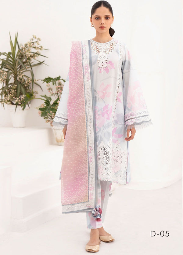 Delia By Jazmin Embroidered Lawn Suits Unstitched 3 Piece JZ24DL D-05 - Summer Collection