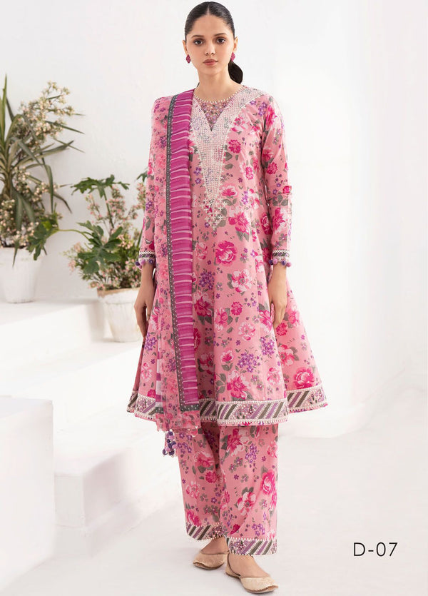 Delia By Jazmin Embroidered Lawn Suits Unstitched 3 Piece JZ24DL D-07 - Summer Collection