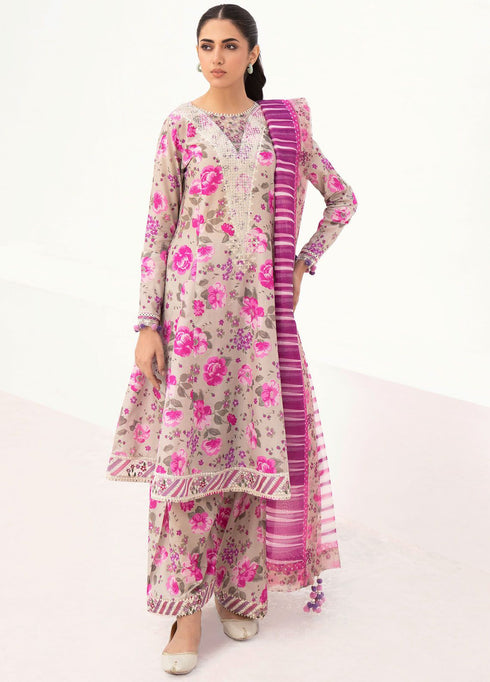 Delia By Jazmin Embroidered Lawn Suits Unstitched 3 Piece JZ24DL D-08 - Summer Collection
