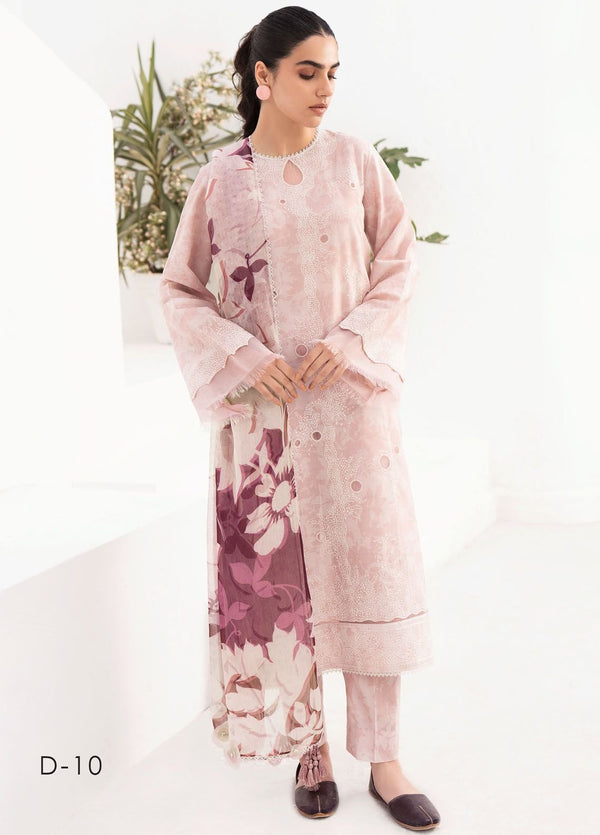 Delia By Jazmin Embroidered Lawn Suits Unstitched 3 Piece JZ24DL D-10 - Summer Collection