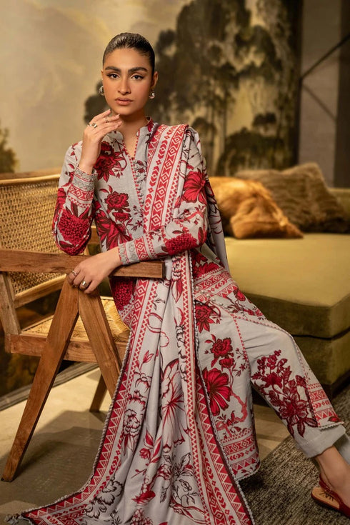 M Basics By Maria B Printed Khaddar Suits Unstitched 3 Piece MB24MBW 3A - Winter Collection