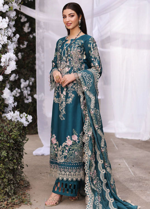 Kahf Embroidered Lawn Suit Unstitched 3 Piece KHF24FL KFL-09 A Bano - Luxury Summer Collection
