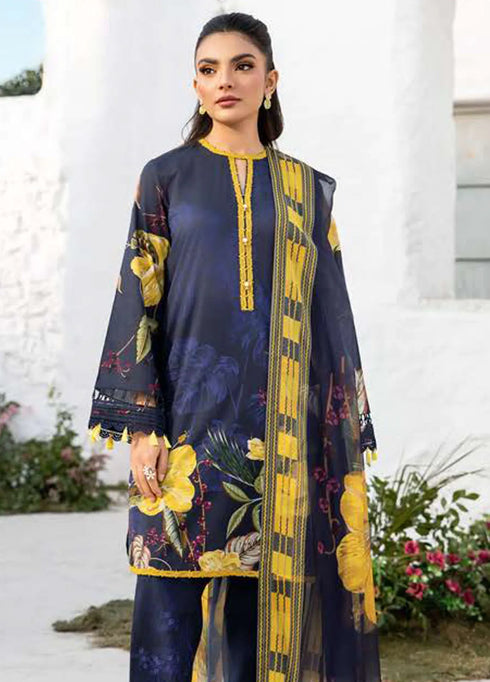 M Basics by Maria B Printed Lawn Suit Unstitched 3 Piece MB25BL D-10B - Summer Collection
