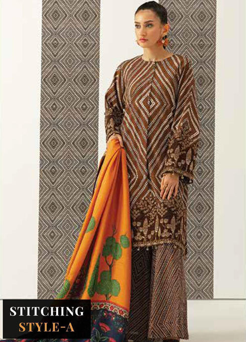 M Basics By Maria B Embroidered Khaddar Suits Unstitched 3 Piece MB23MBW 8B - Winter Collection