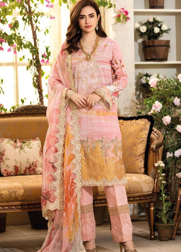 Manara Embroidered Lawn Suits Unstitched 3 Piece MNA21K 09 SUMMER TIME SPLENDOUR - Luxury Collection