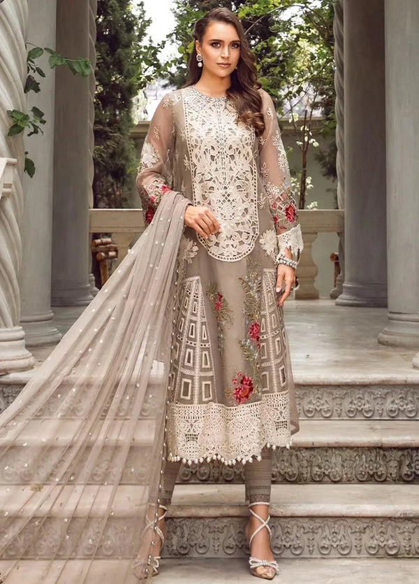 Maria B Embroidered Lawn Suit Unstitched 3 Piece MB24E D-01 - Luxury Collection