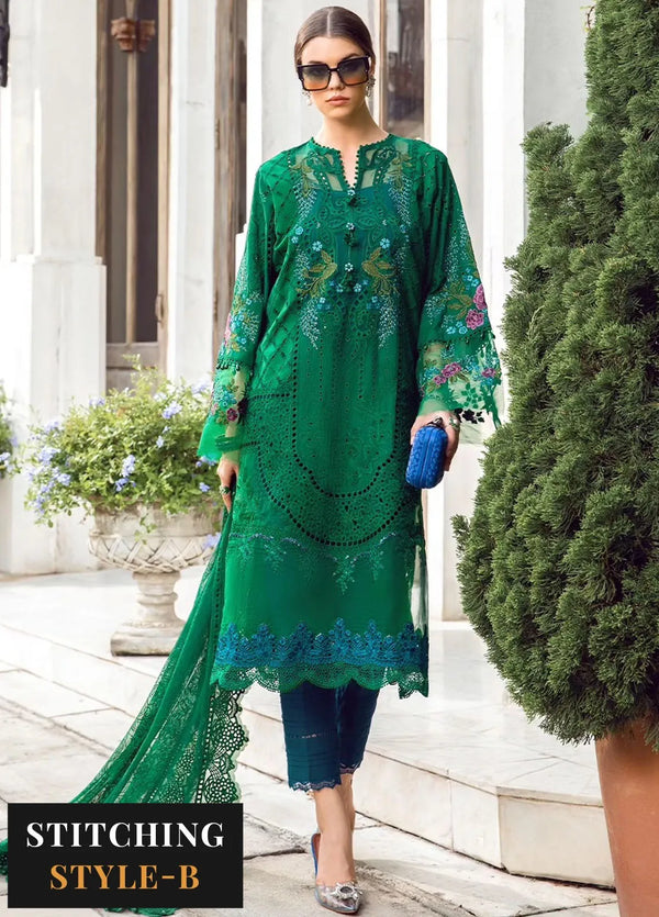 Maria B Embroidered Lawn Suit Unstitched 3 Piece MB24E D-02 - Luxury Collection