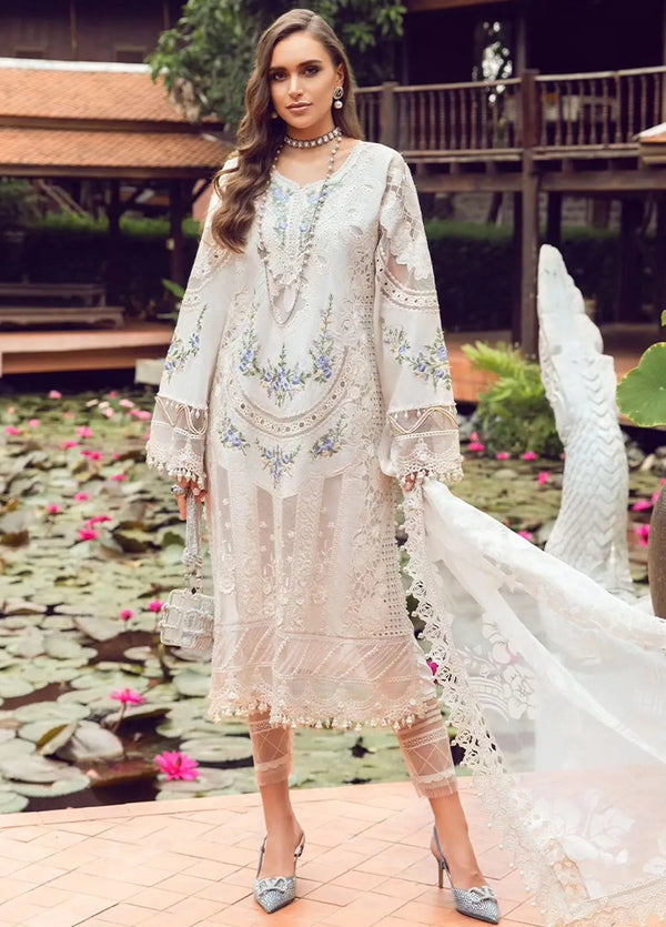 Maria B Embroidered Lawn Suit Unstitched 3 Piece MB24E D-04 - Luxury Collection