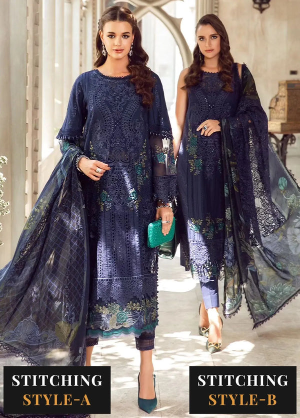 Maria B Embroidered Lawn Suit Unstitched 3 Piece MB24E D-09 - Luxury Collection
