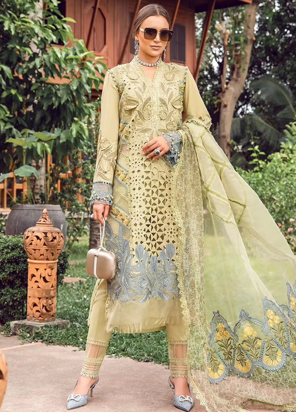 Maria B Embroidered Lawn Suit Unstitched 3 Piece MB24E D-10 - Luxury Collection