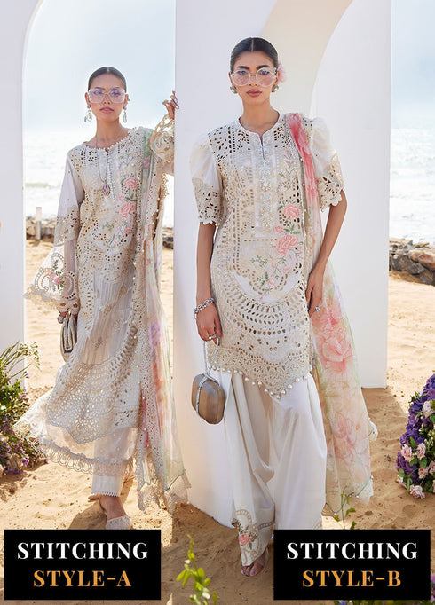 Maria B Embroidered Lawn Suits Unstitched 3 Piece MB25LL D-07 - Summer Collection