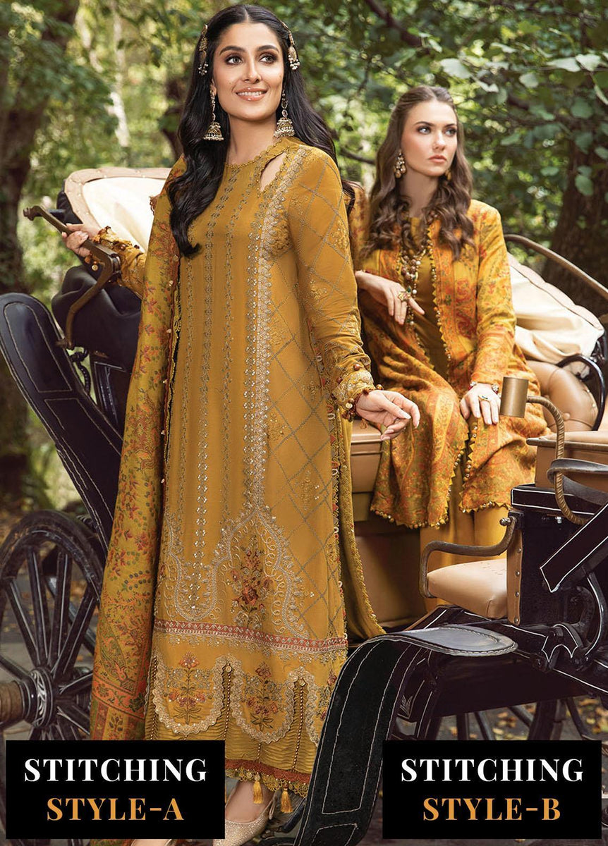 Maria B Embroidered Linen Suits Unstitched 3 Piece MB22LN D10 - Winter Collection