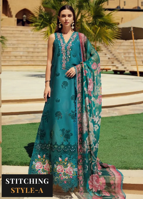 Noor by Saadia Asad Embroidered Lawn Suit Unstitched 3 Piece NSA24E D4 - Summer Collection