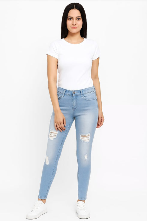 Kreek Ice-Blue Damage Women Jeans