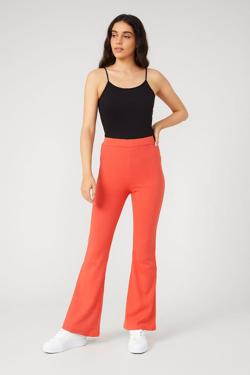 Women Orange Flared Leggings Jersey