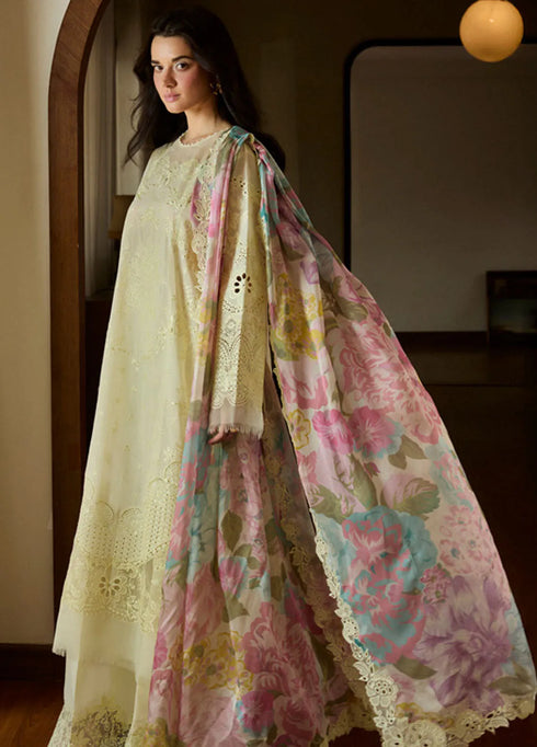 Satori by Zara Shahjahan Embroidered Lawn Suit Unstitched 3 Piece ZS25SL D-01 B Kaori - Summer Collection