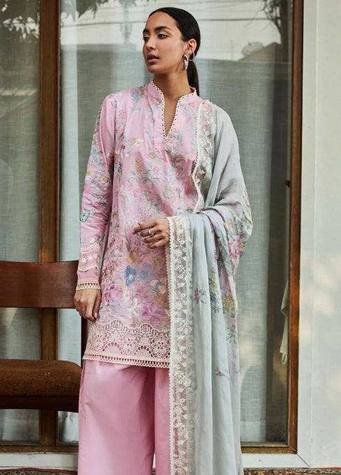 Satori by Zara Shahjahan Embroidered Lawn Suit Unstitched 3 Piece ZS25SL D-02 A Nozami - Summer Collection
