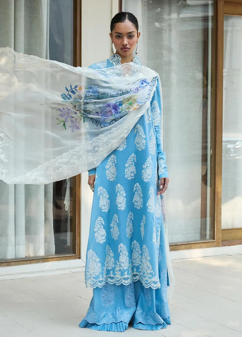 Satori by Zara Shahjahan Embroidered Lawn Suit Unstitched 3 Piece ZS25SL D-06 B Rai - Summer Collection