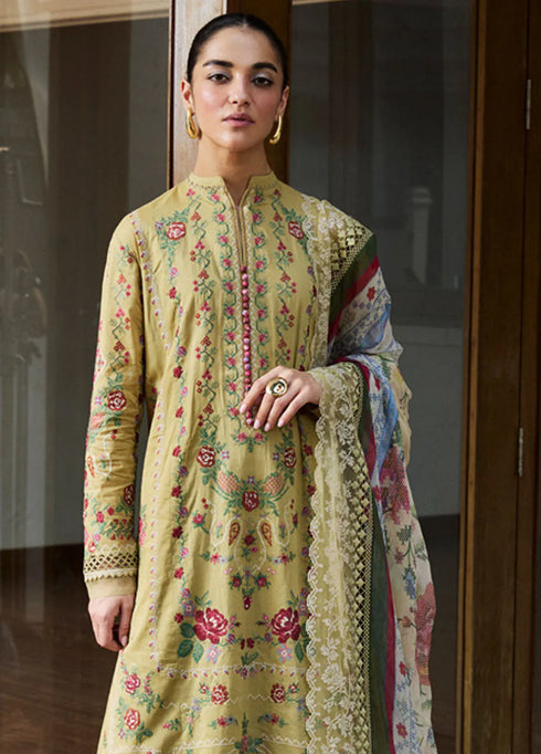 Satori by Zara Shahjahan Embroidered Lawn Suit Unstitched 3 Piece ZS25SL D-07 B Hikari - Summer Collection
