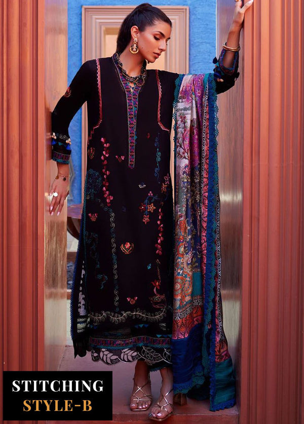 Suay by Farah Talib Embroidered Lawn Suits Unstitched 3 Piece FTA24LU FTA 01 Ilaria Black - Luxury Collection