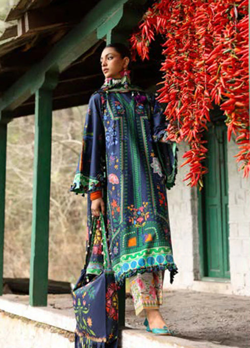 Zaha By Khadijah Shah Embroidered Lawn Suits Unstitched 3 Piece ZL25NL D-06 B Amani - Summer Collection