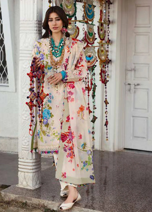 Zaha By Khadijah Shah Embroidered Lawn Suits Unstitched 3 Piece ZL25NL D-07 B Alya - Summer Collection