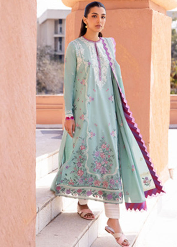 Zaha Embroidered Lawn Suits Unstitched 3 Piece ZL24-02A - Summer Collection