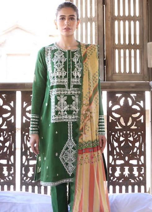 Zaha by Khadijah Shah Embroidered Jacquard Suits Unstitched 3 Piece ZKS21L ZL21-11-B BISHA - Summer Collection