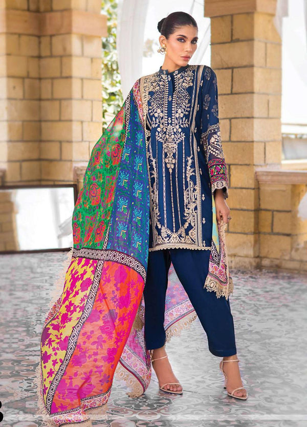 Zainab Chottani Embroidered Lawn Suits Unstitched 3 Piece ZC23L 5B - Luxury Collection