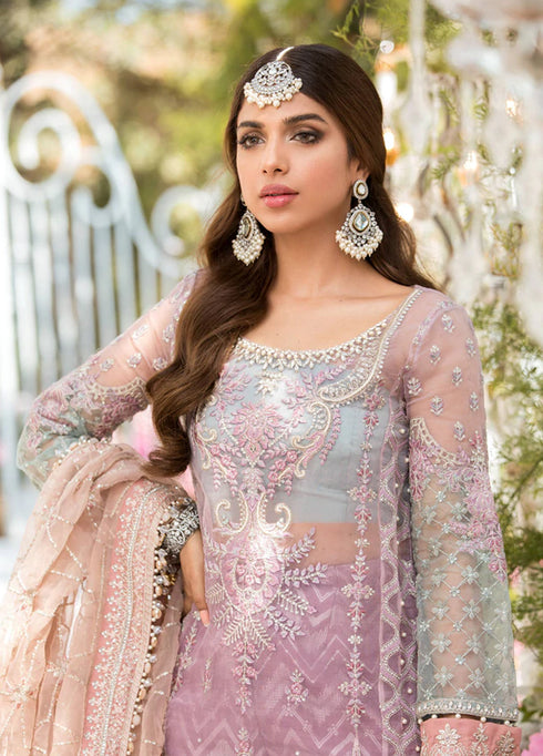 Unstitched MBROIDERED - Shades of Lilac Pink and Blue grey (BD-2105)