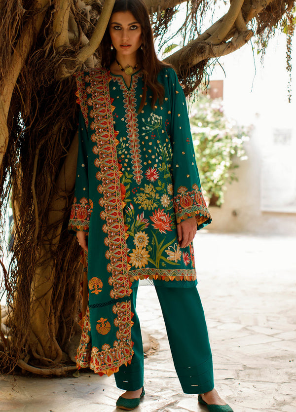 Zaha by Khadijah Shah Embroidered Lawn Suits Unstitched 3 Piece TAVOUS ZL22-09B-Summer Collection