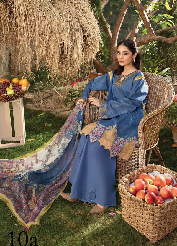 Aayra Embroidered Lawn Suits Unstitched 3 Piece AY21L 10B - Luxury Collection