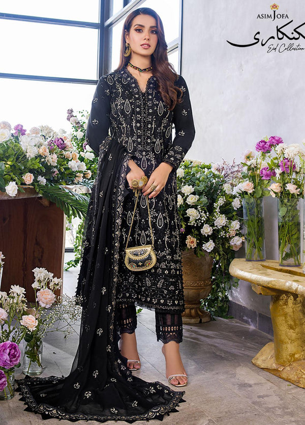 Asim Jofa Embroidered Lawn Suits Unstitched 3 Piece AJ22E AJCK-08 - Eid Collection