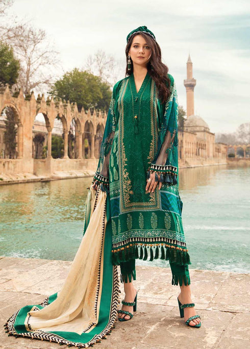 Maria B Embroidered Lawn Suits Unstitched 3 Piece MB21L 2-B - Summer Collection