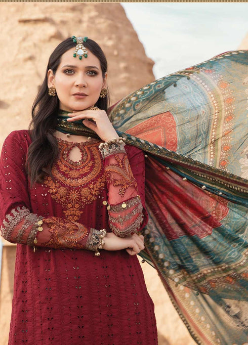 Maria B Embroidered Lawn Suits Unstitched 3 Piece MB21L 13-B - Summer Collection