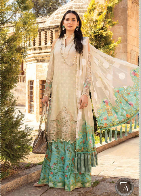 Maria B Embroidered Lawn Suits Unstitched 3 Piece MB21L 7-A - Summer Collection