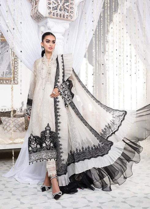 Maria B Embroidered Lawn Suits Unstitched 3 Piece MB22E D5 - Eid Collection