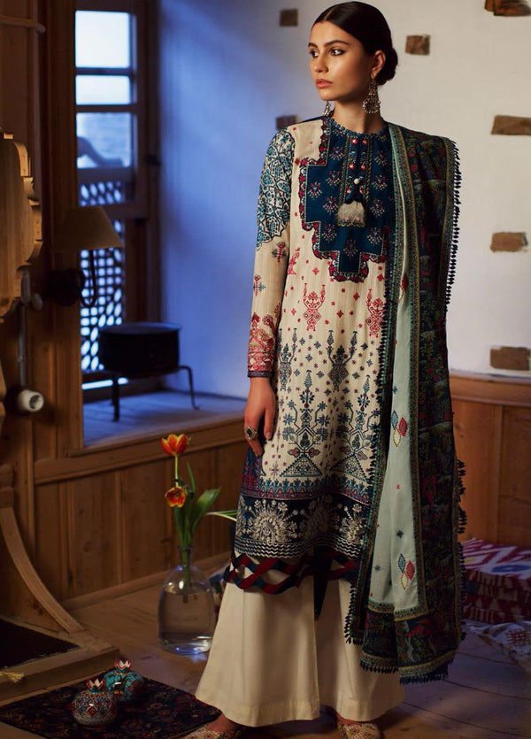 Elan Embroidered Lawn Suits Unstitched 3 Piece EL21OR EL21-01-B Melike - Summer Collection