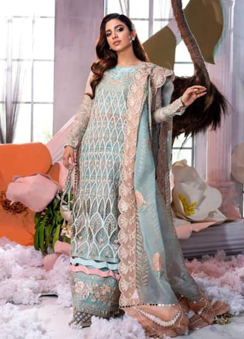 Shiza Hassan Embroidered Organza Unstitched 3 Piece Suit SH21LF 06 Lustre - Luxury Collection