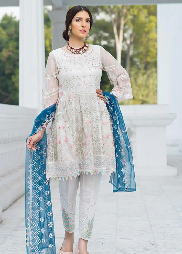 Noorma Kamal Embroidered Missouri Unstitched 3 Piece Suit NK - 04 Teal Thistle