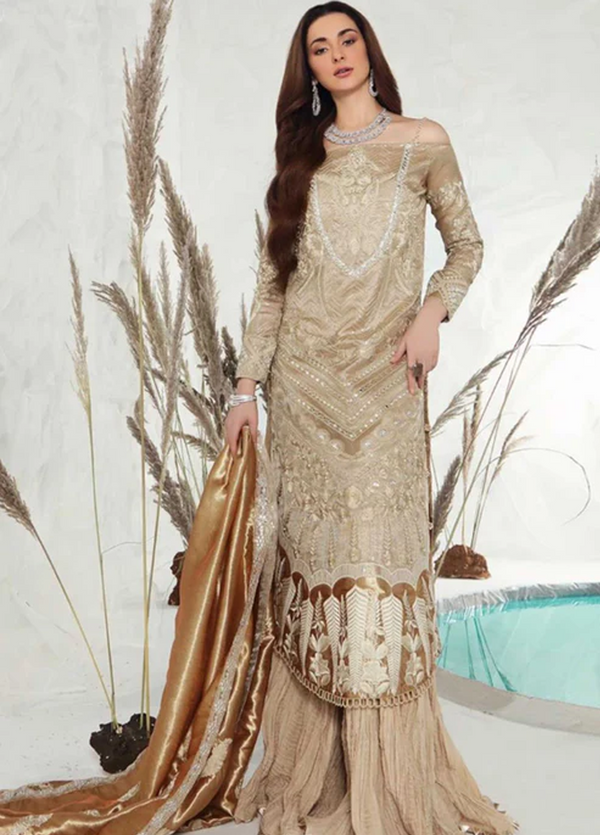 Shiza Hassan Embroidered Lawn Unstitched 3 Piece Suit SH19L D02 GOLD DUST